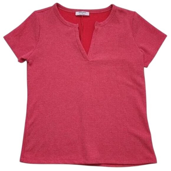 Zenana Outfitters Tops - Waffle Knit V-neck Red Top Size Small